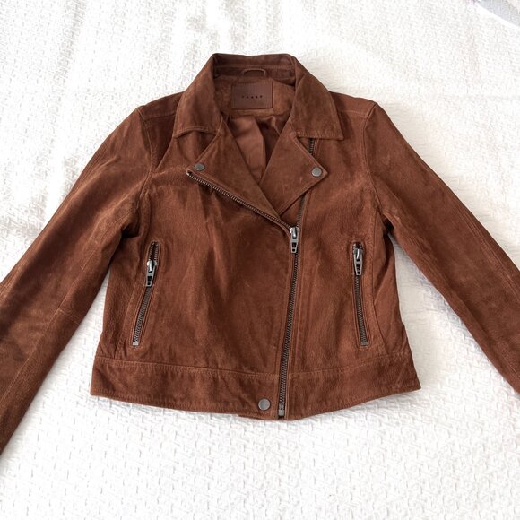 Blank NYC Moto Suede Jacket - Dark Camel - Zip Front - Size Medium - Picture 6 of 10